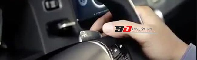 Easy steering with gear behind the steering wheel